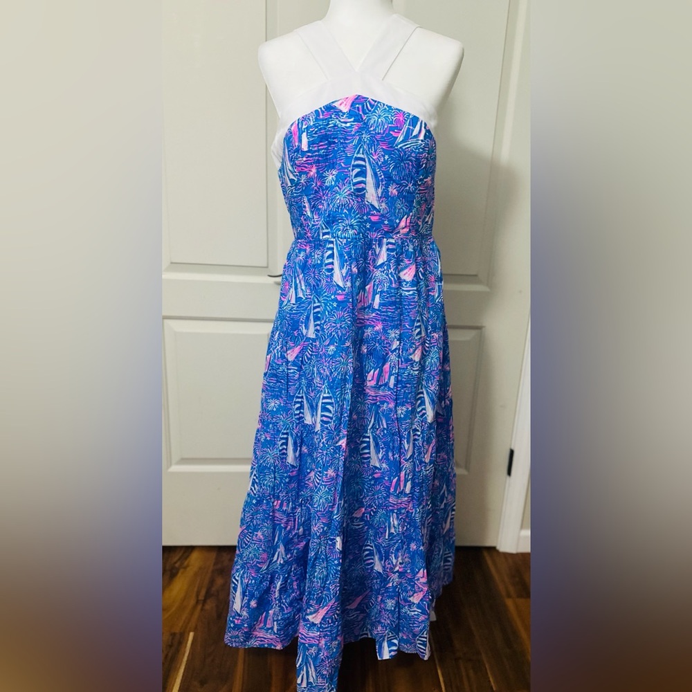 Lilly Pulitzer White and Blue Striped Dress